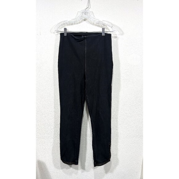 Lysse Pants - Lysse off Black Denim leggings with braided ankle detail size L